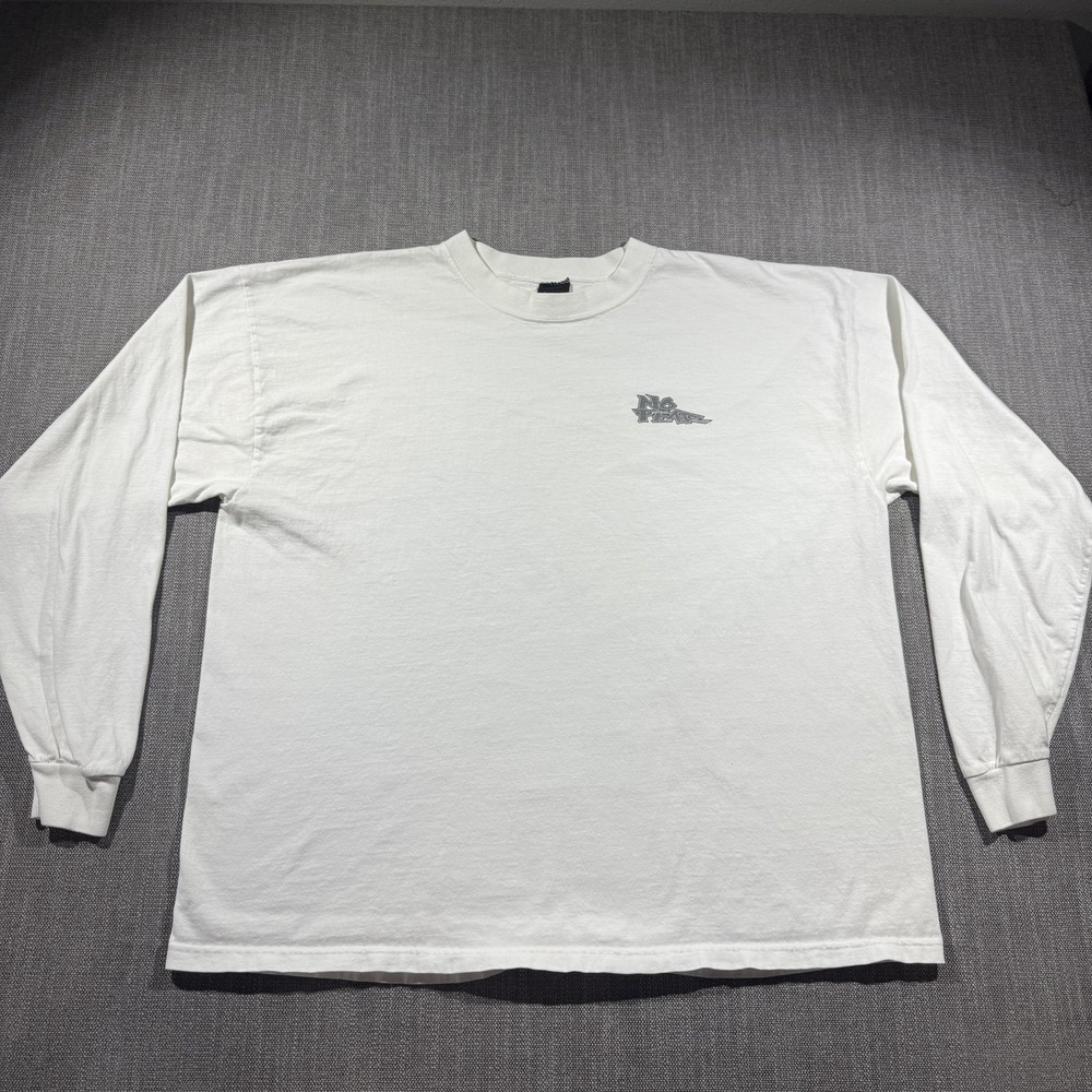 No Fear Shirt Mens XL White Long Sleeve Motivational Quote Slogan Graphic Tee